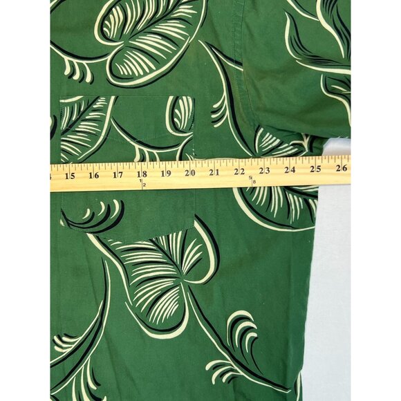 VTG Banana Republic 90 Men L Green Hawaiian Tropical Button-Up Camp Shirt Cotton - Picture 8 of 11